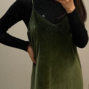 green velvet slip dress
